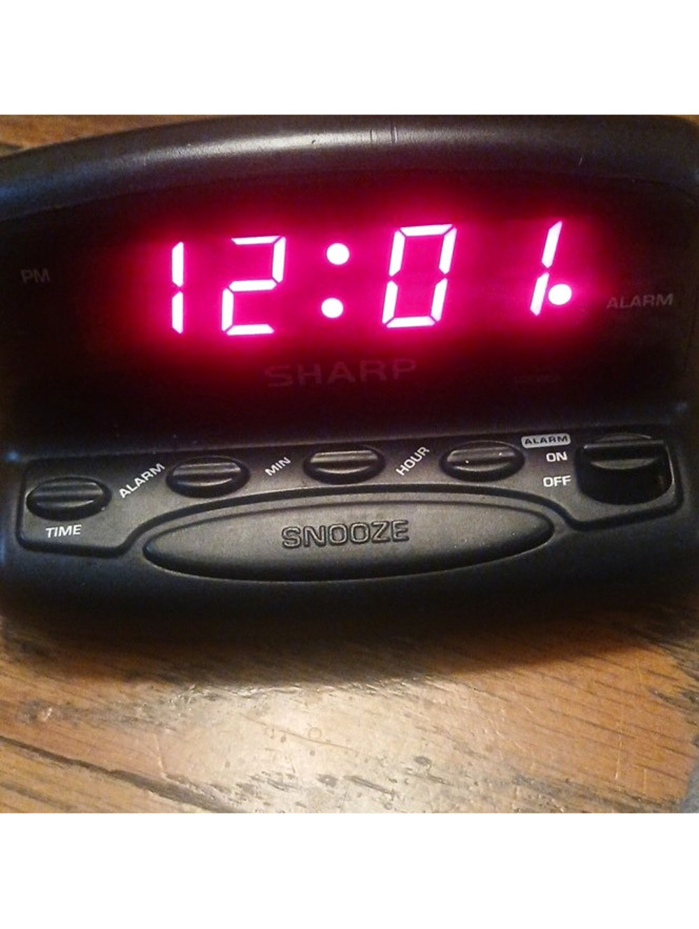 Sharp Digital Alarm Clock Red LED Display Snooze Button Black